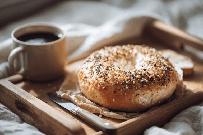 Bethenny cottage cheese bagel served warm