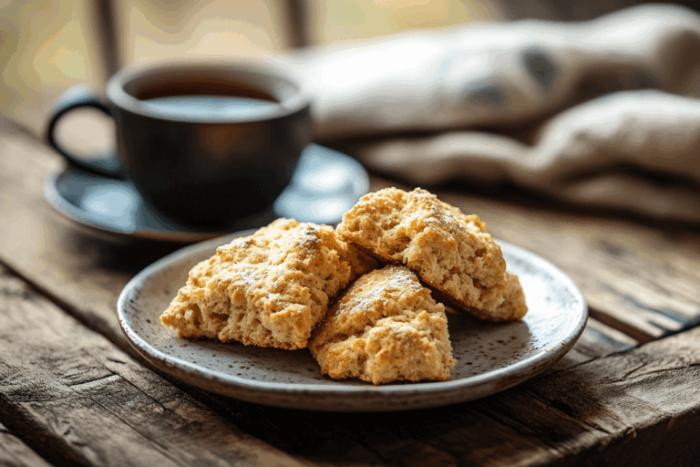 mary o's irish soda bread scones recipe with tea on rustic table