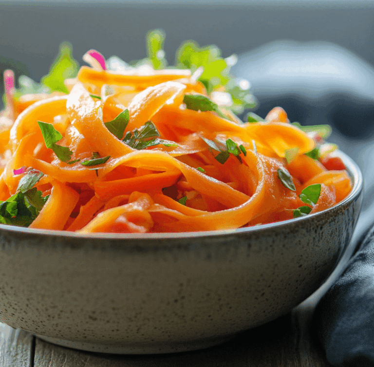 carrot ribbon salad in bowl