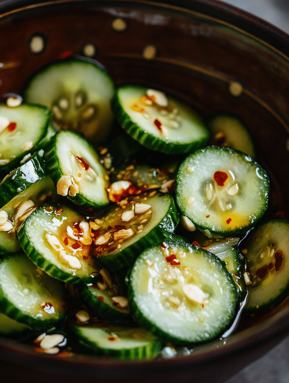 mixing TikTok cucumber salad dressing