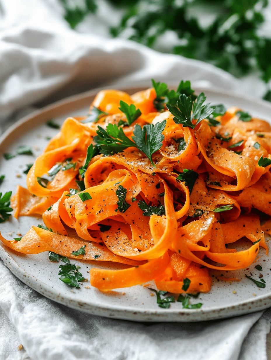 served carrot ribbon salad