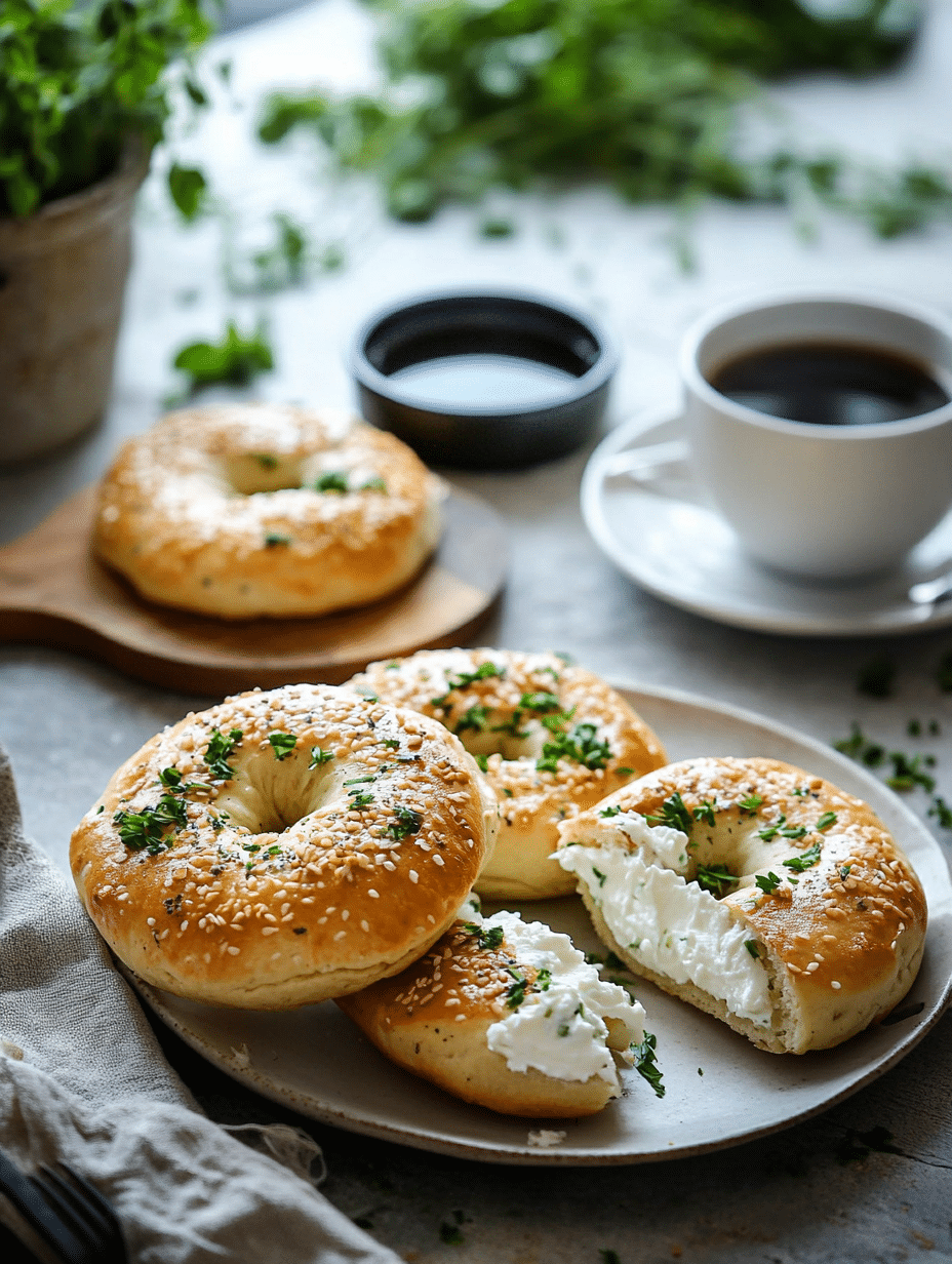  Served 3 ingredient cottage cheese bagels with cream cheese and coffee