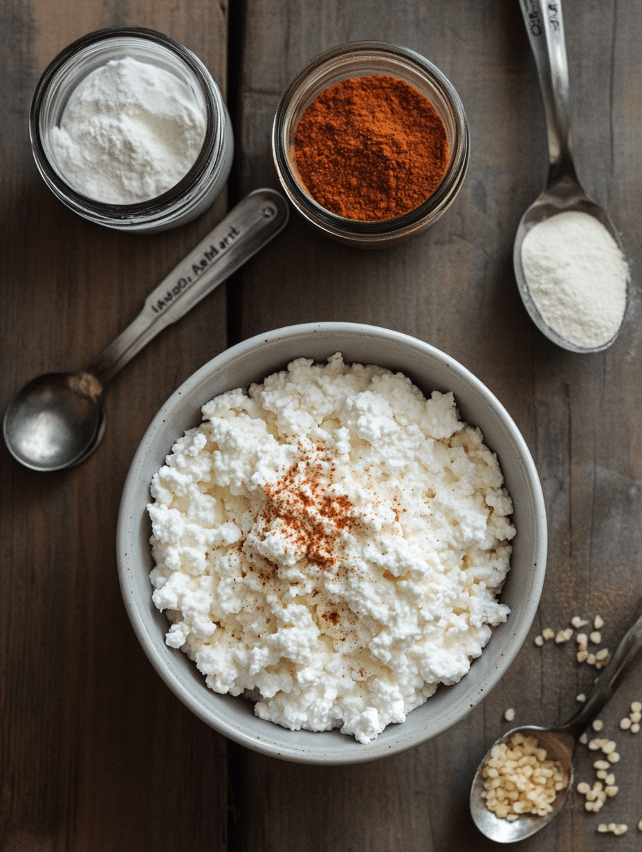 Cottage cheese chip ingredients laid out