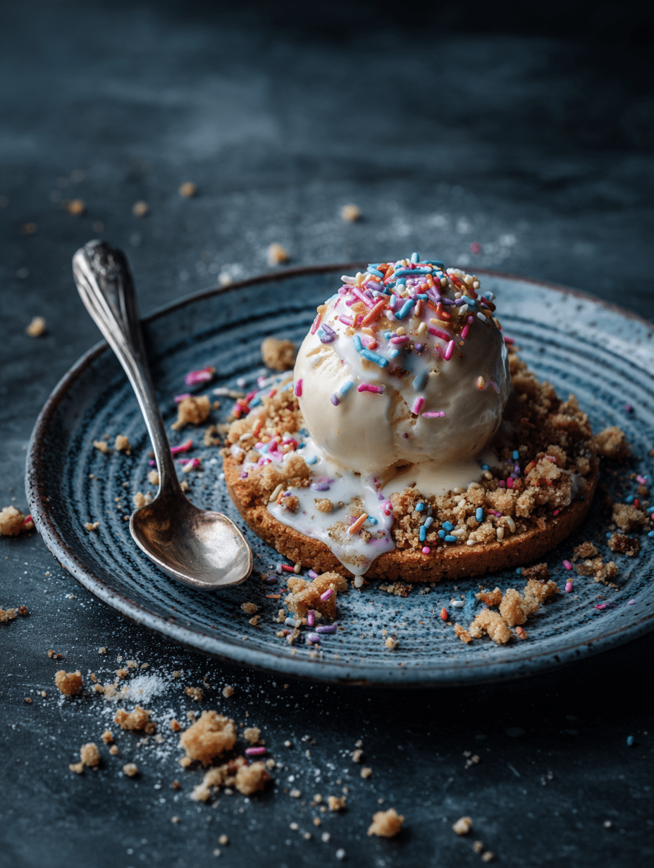 plated ice cream crumble cookie ready to serve
