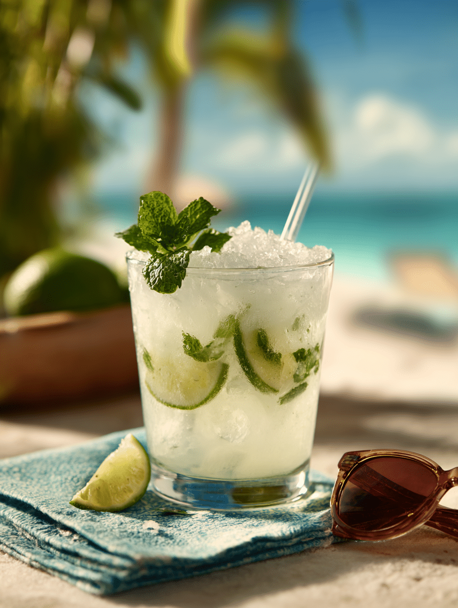 served mojito coconut mocktail