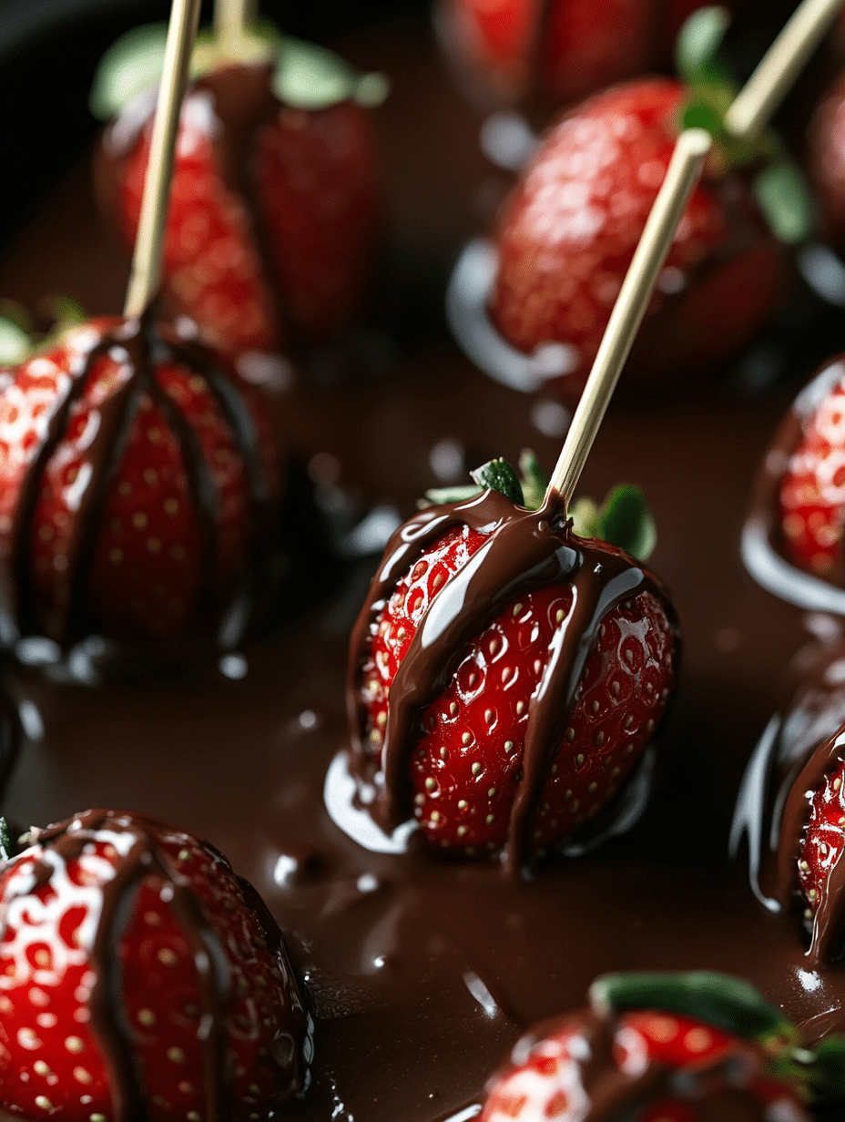 Dipping strawberries in Dubai chocolate