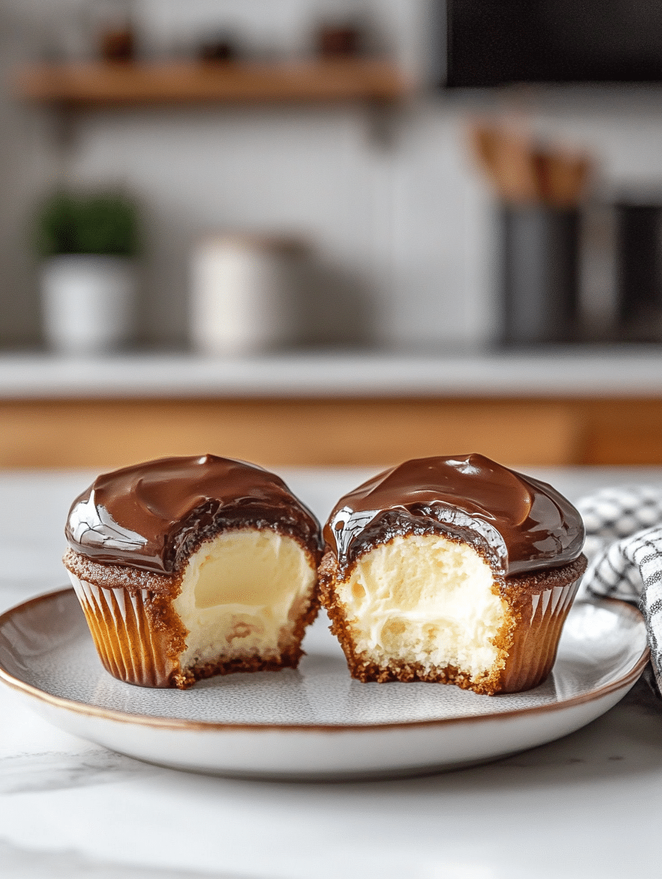 Boston cream cupcakes ready to eat