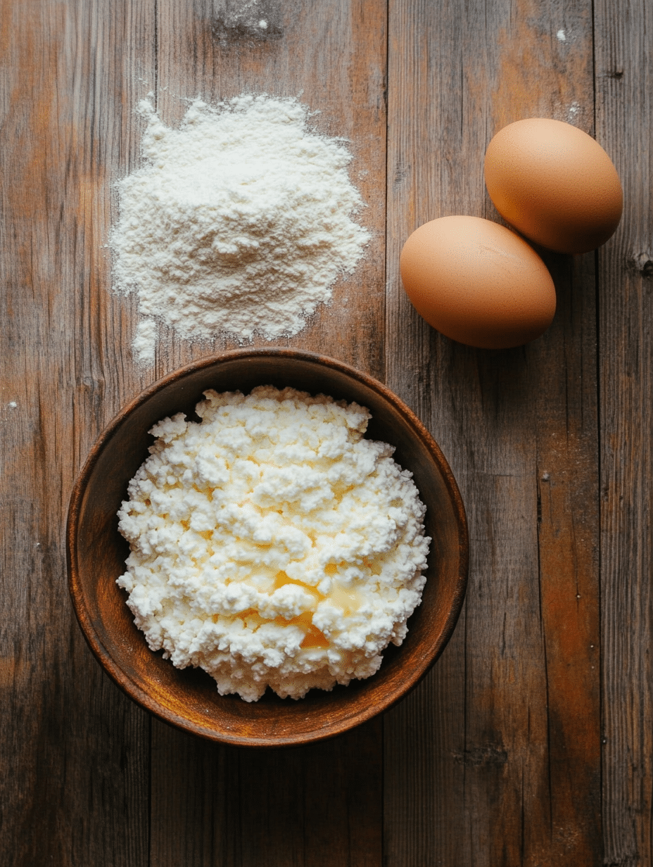 Ingredients for 3 ingredient cottage cheese bagels: egg, flour, cottage cheese