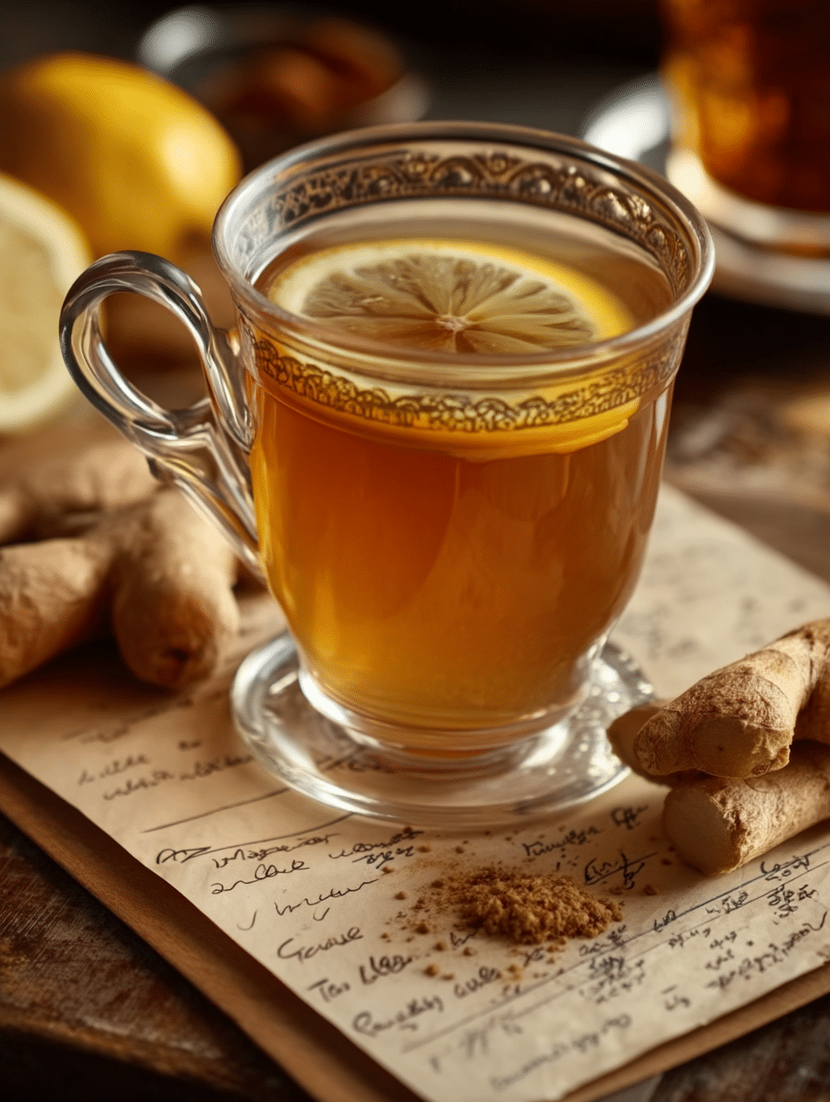 ginger honey lemon tea recipe card layout