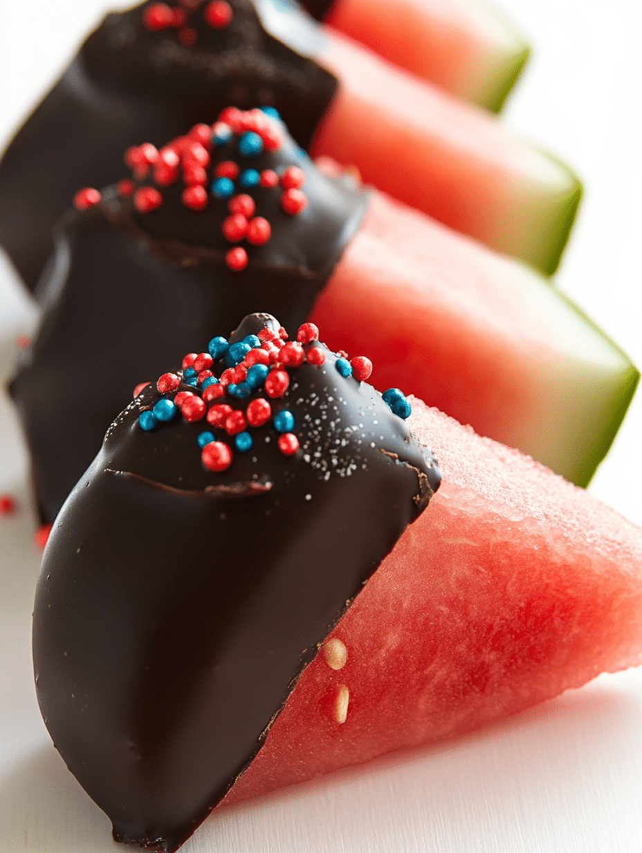Chilling chocolate watermelon in fridge