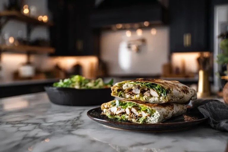 caesar salad crunchwrap recipe with golden crispy tortilla