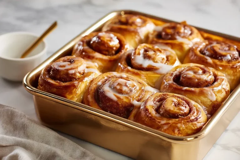 Pumpkin chai cinnamon rolls freshly baked on tray
