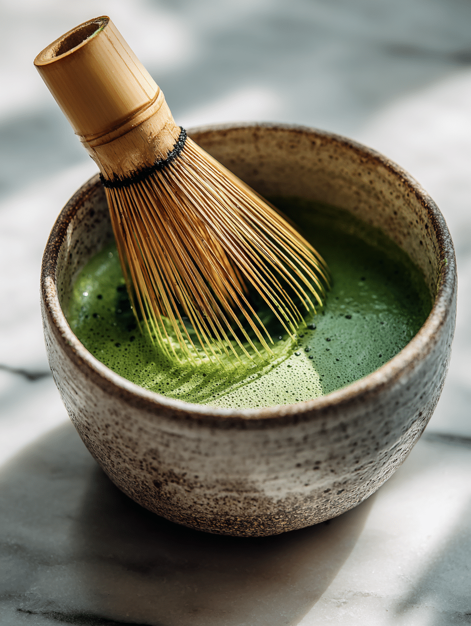whisking matcha for lemonade base