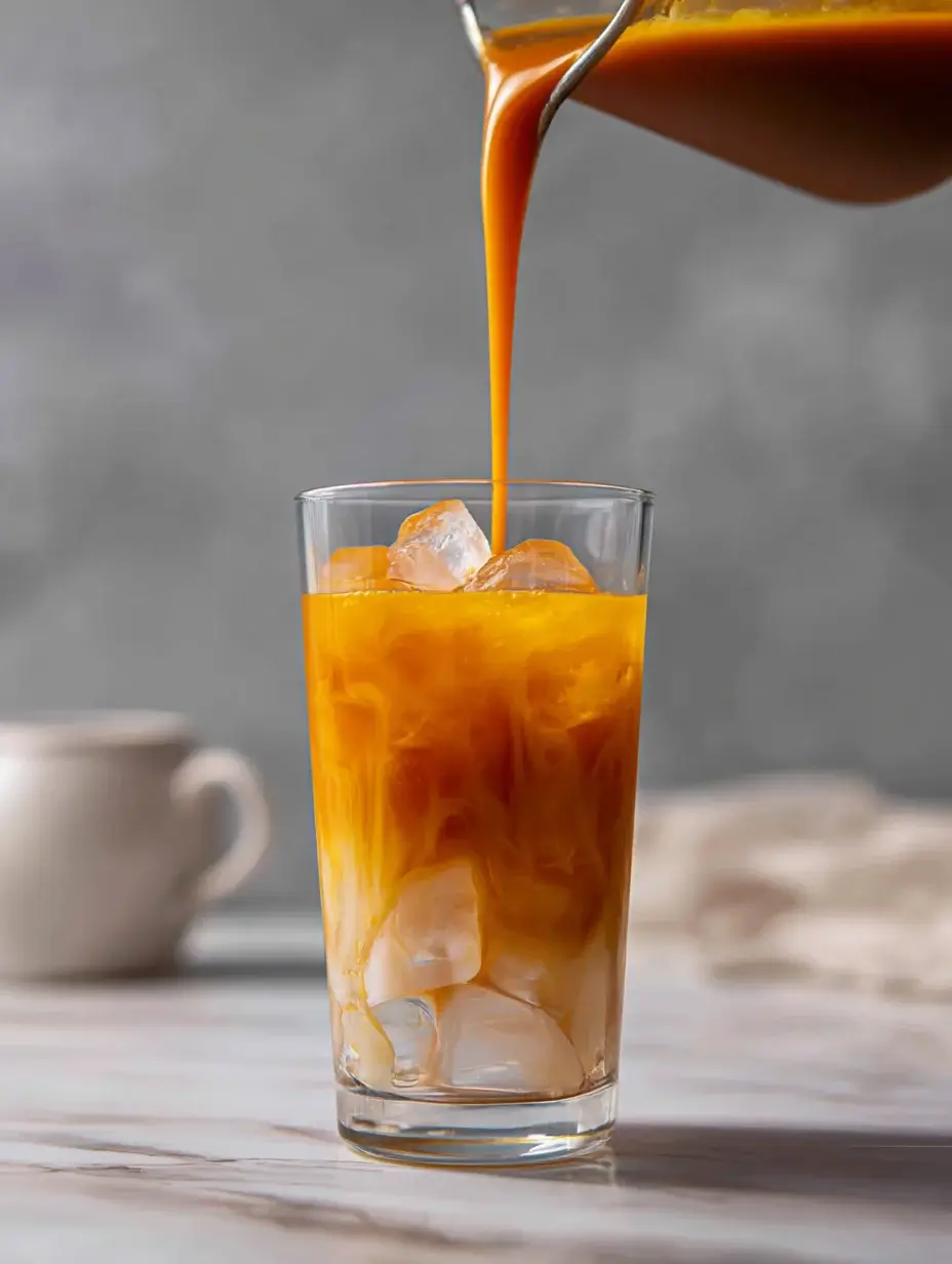 Pouring mango nectar for jungle mocktail base