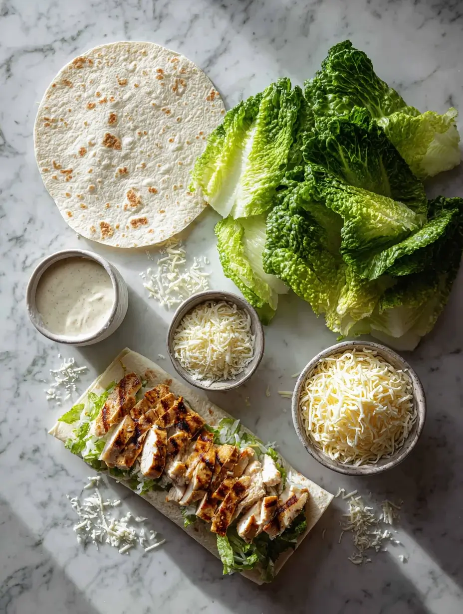 ingredients for caesar salad crunchwrap recipe