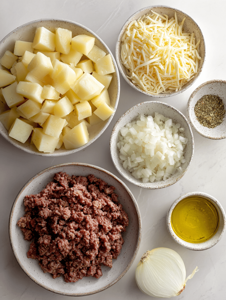  Ingredients for cheeseburger potato skillet