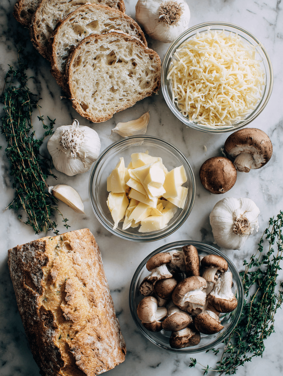  Ingredients for cheesy mushroom garlic toast