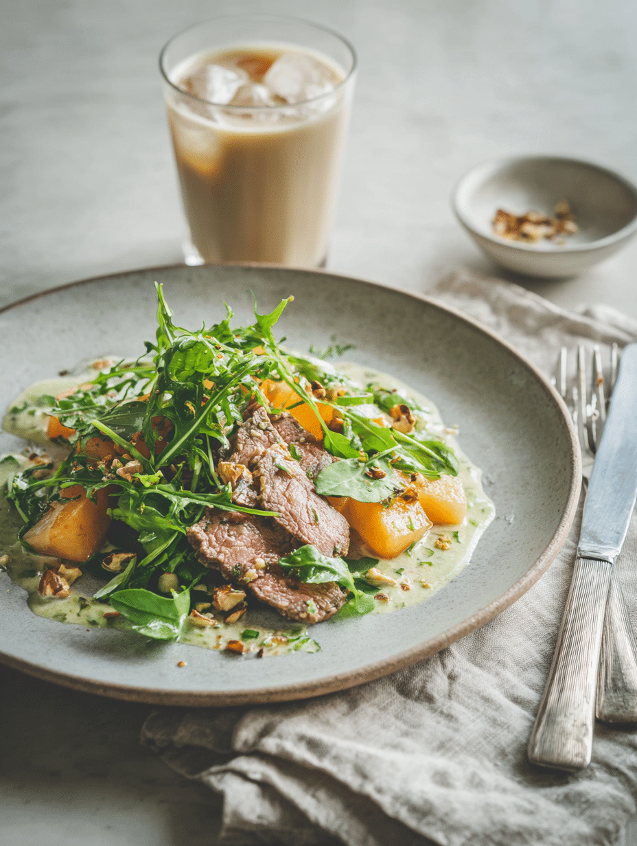 Grilled steak sliced for salad