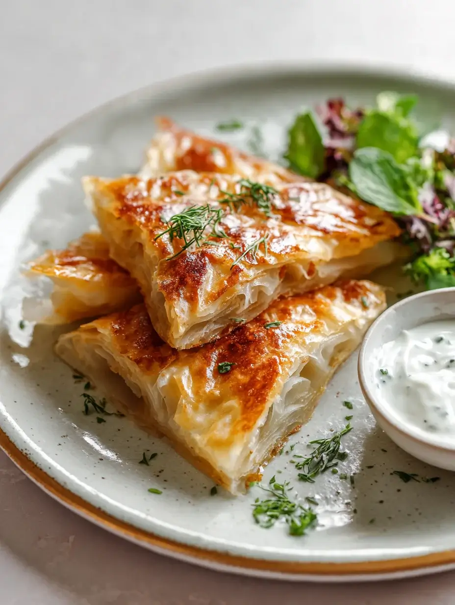serving rice paper burek with sauce
