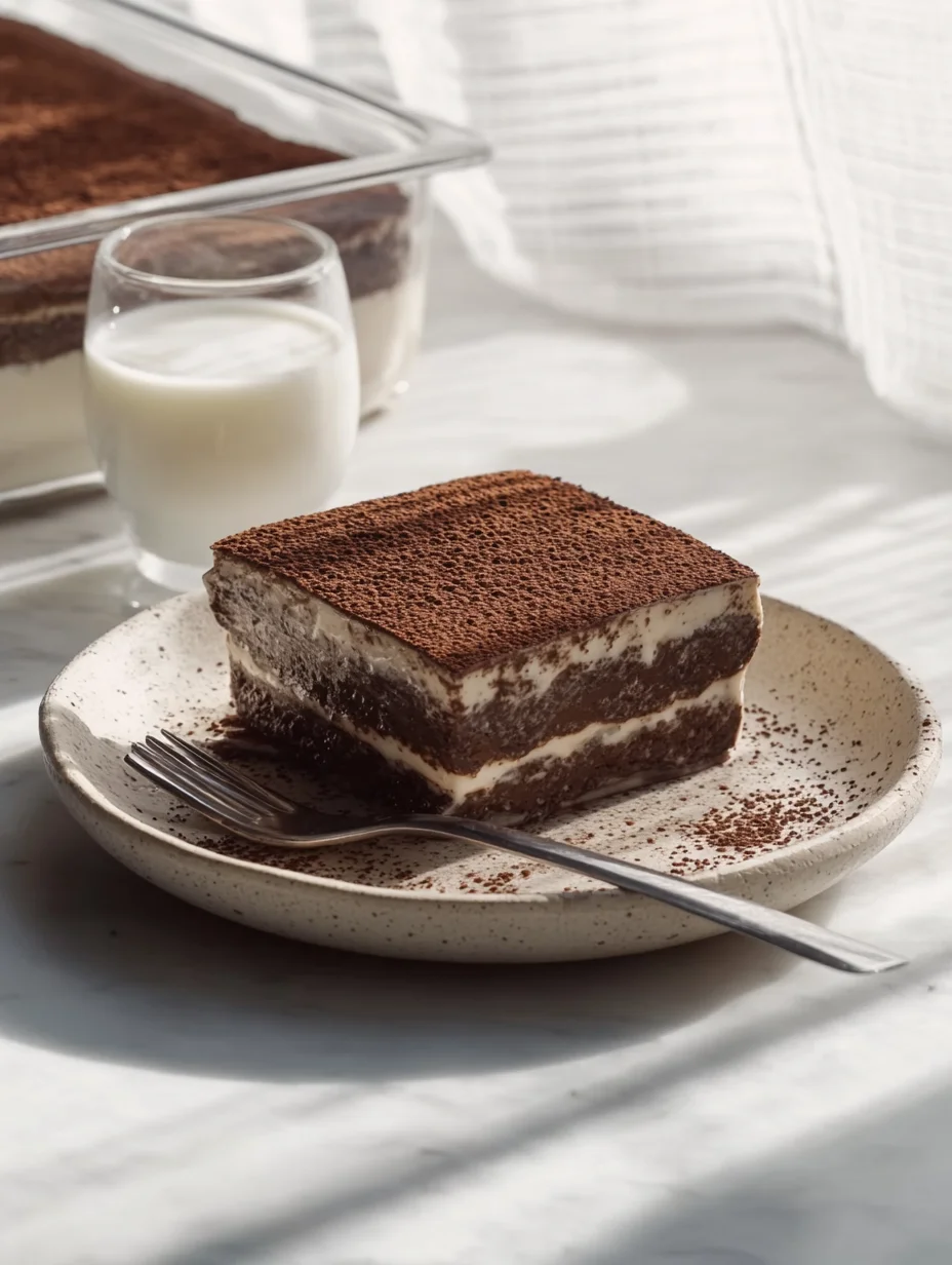 Slice of DTI Chocolate Delight on ceramic plate
