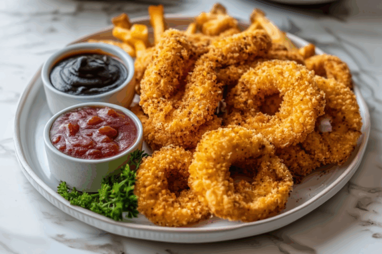 Chicken curly fries on modern plate with crispy texture