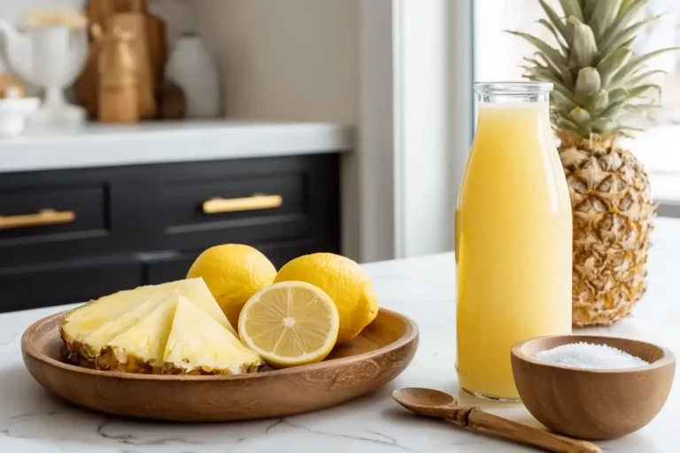 Homemade pineapple Gatorade in a modern kitchen