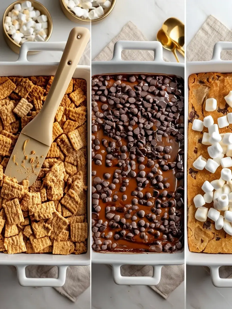 Step-by-step making of Teddy Graham S’more Cookie Bars
