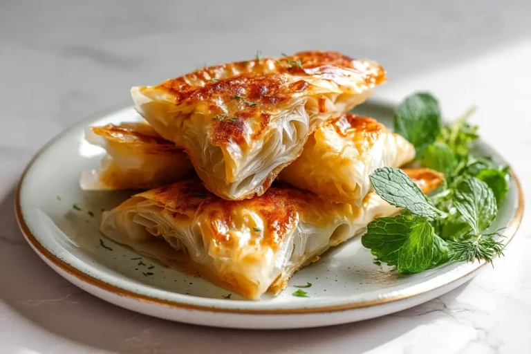 rice paper burek on ceramic plate