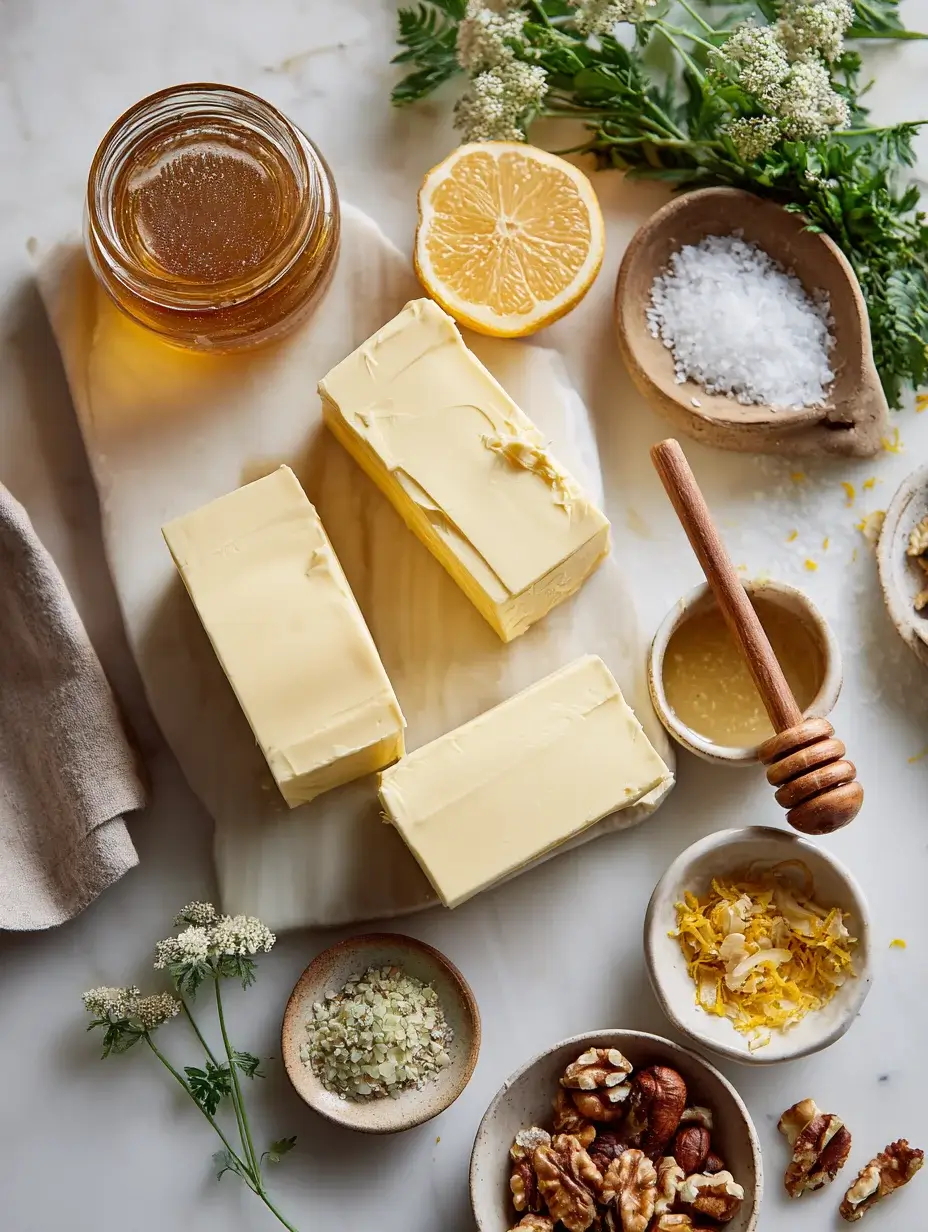 butter board recipe ingredients flat lay