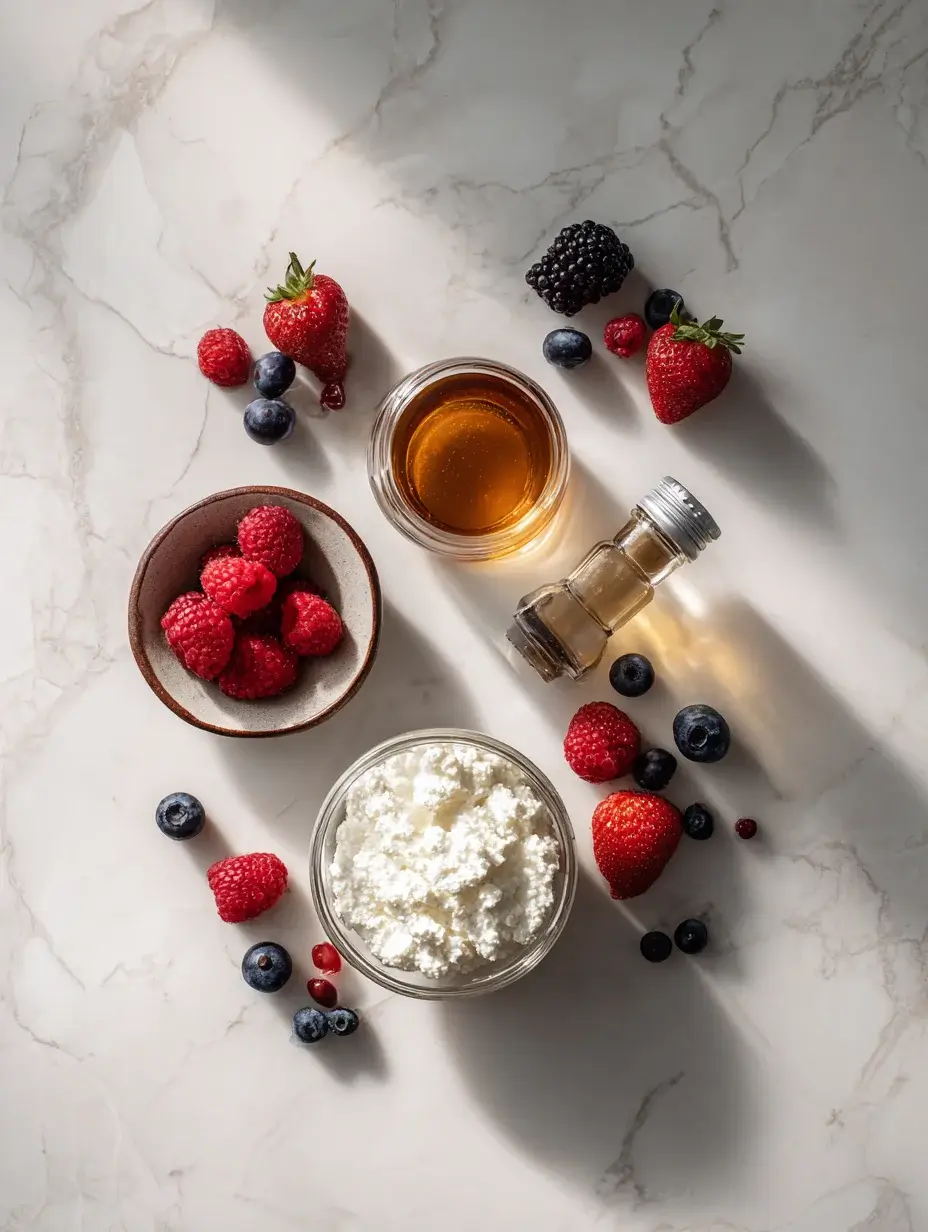 cottage cheese ice cream ingredients flat lay