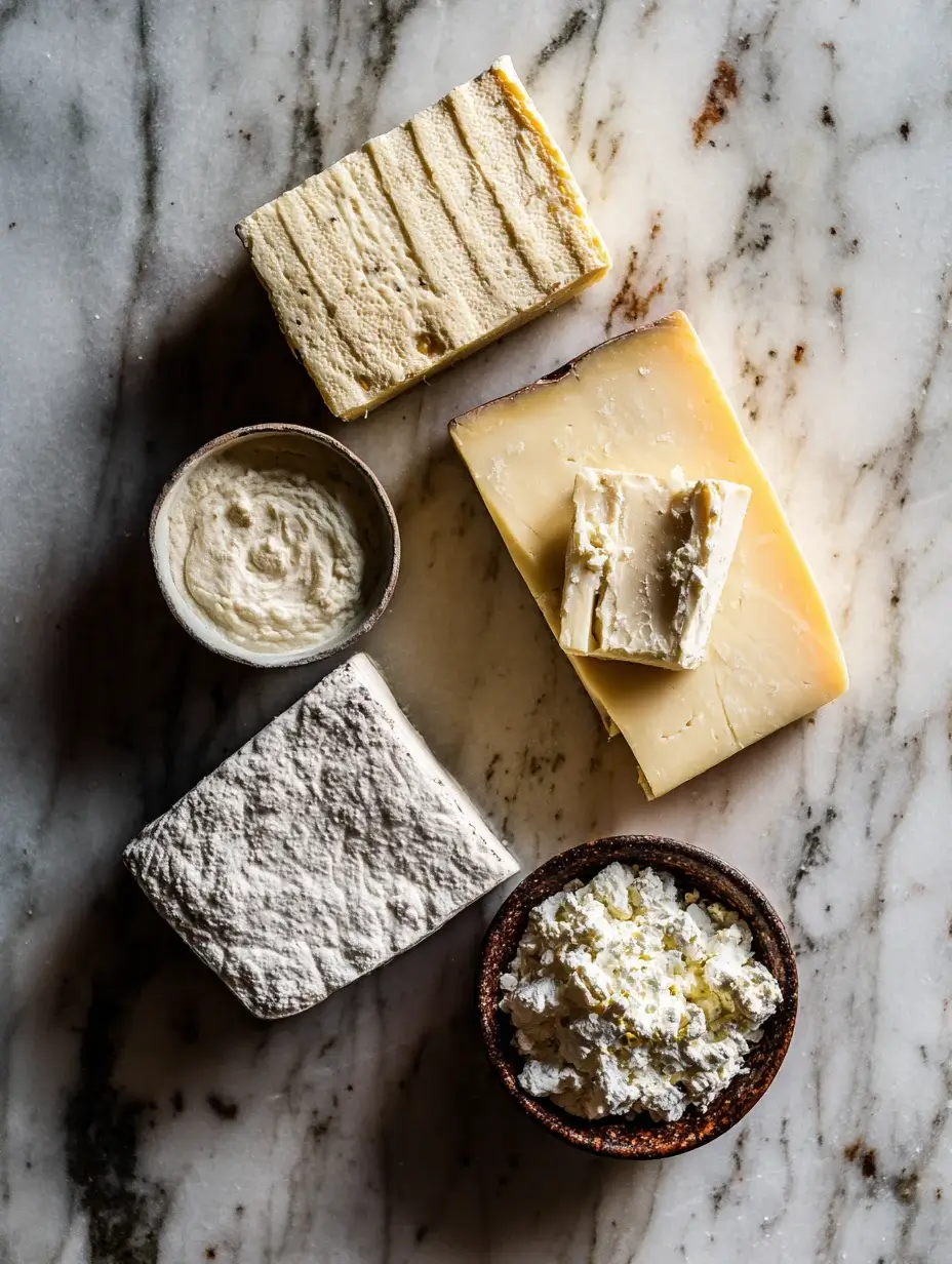  cheeses and starter for sourdough focaccia with 4 cheese