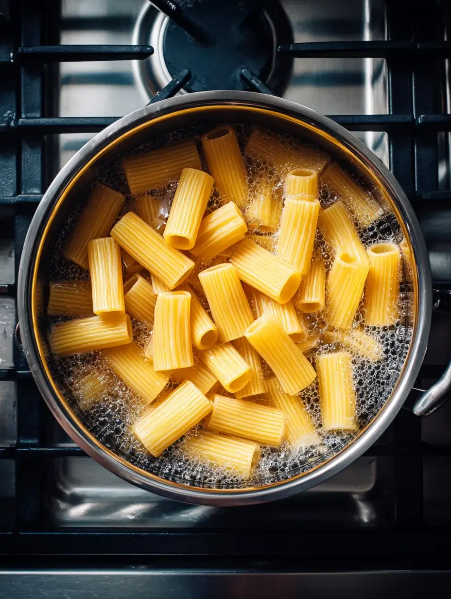 cooking mezzi rigatoni pasta