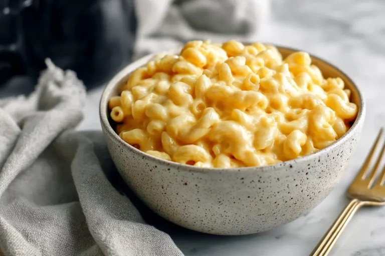 fast food macaroni creamy bowl in modern kitchen