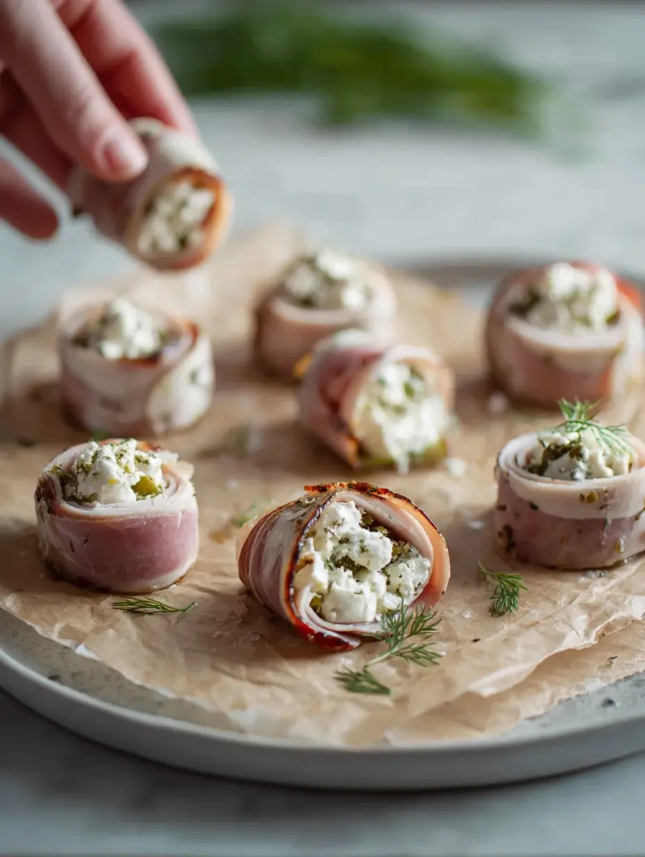 Rolling cream cheese pickle bites step by step