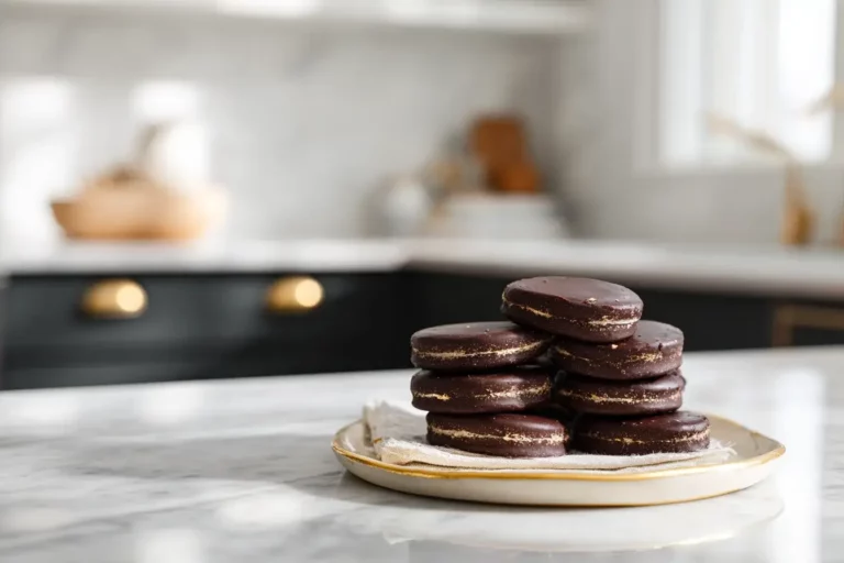 Chocolate yogurt patties on marble countertop in modern kitchen