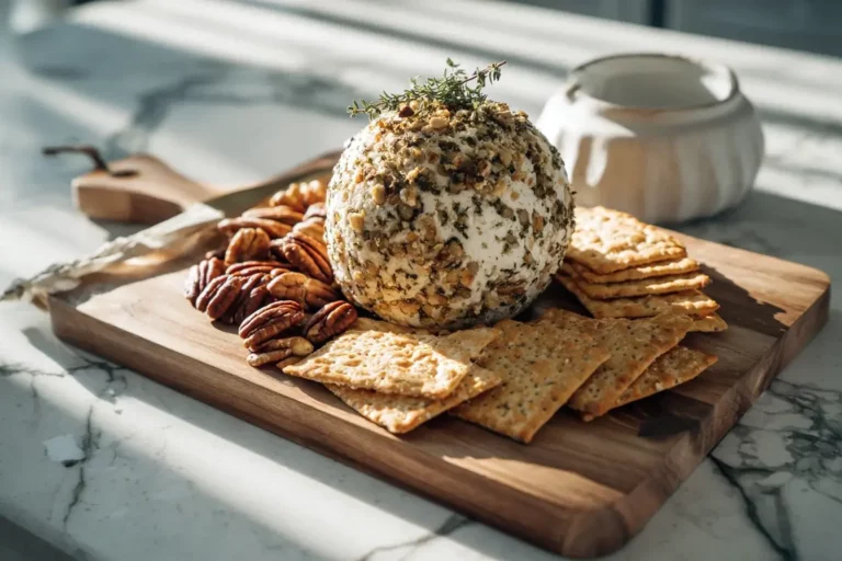 cheese ball and crackers appetizer platter
