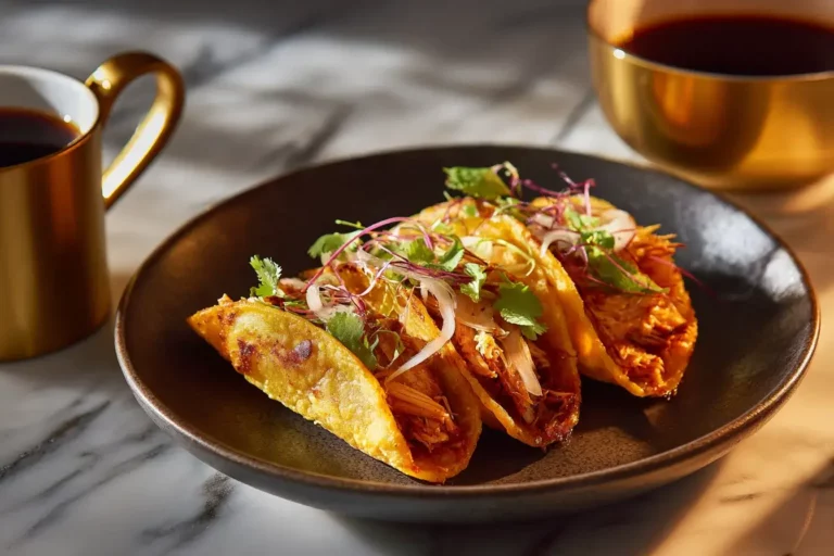 Chicken birria tacos with crispy shells and consomé