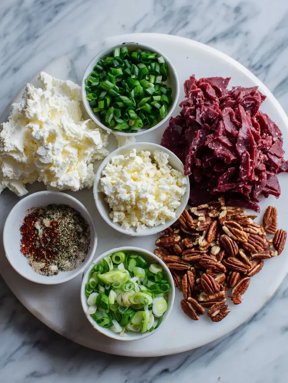 Ingredients for cheese ball recipe dried beef