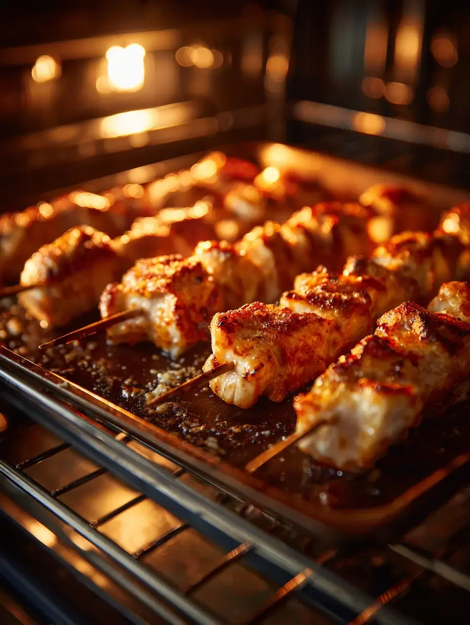 Parmesan being added to chicken skewers.