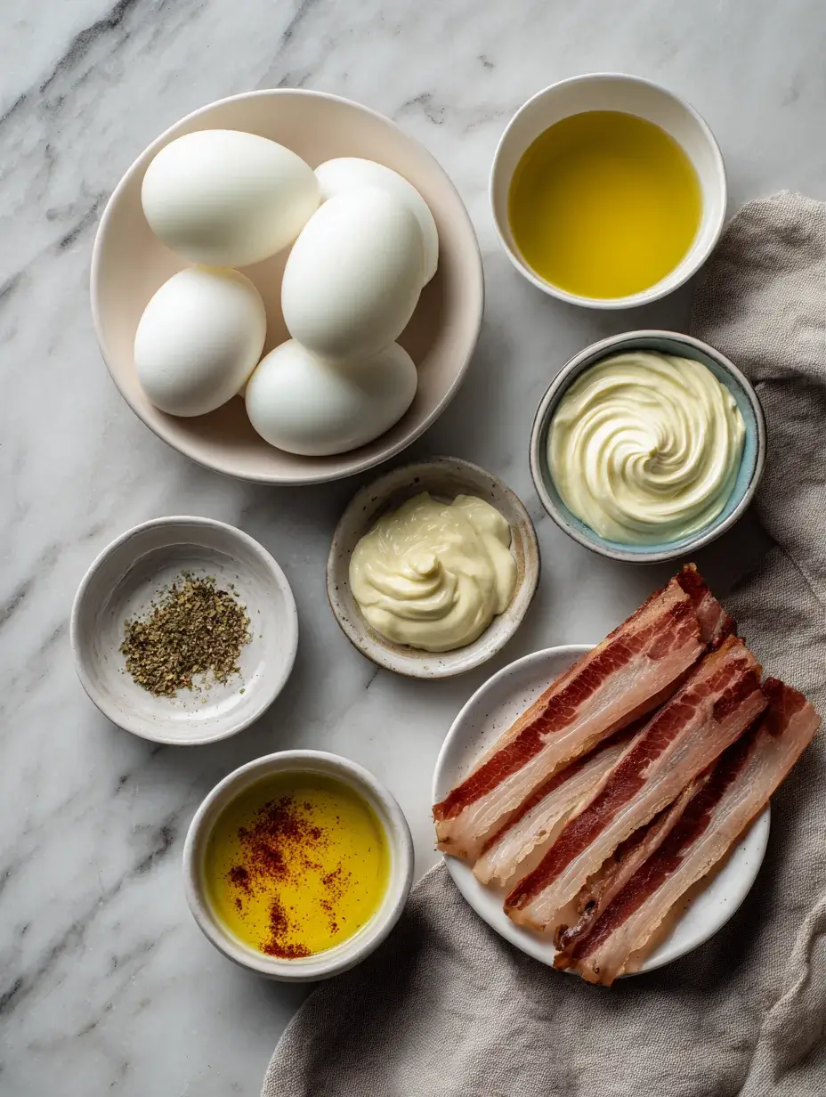 Ingredients for Marbled Dragon’s Blood Deviled Eggs