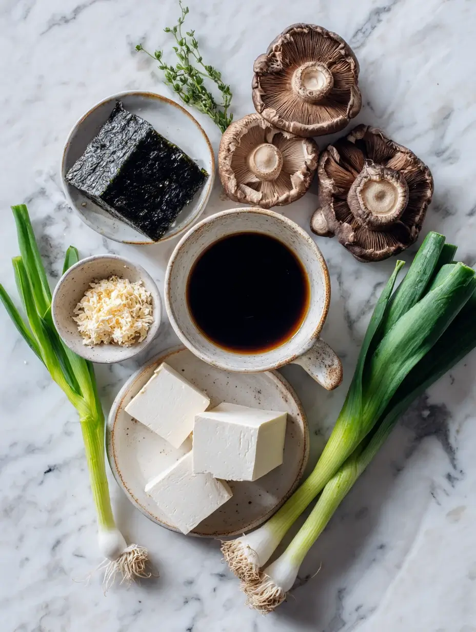 Ingredients for Japanese clear soup.