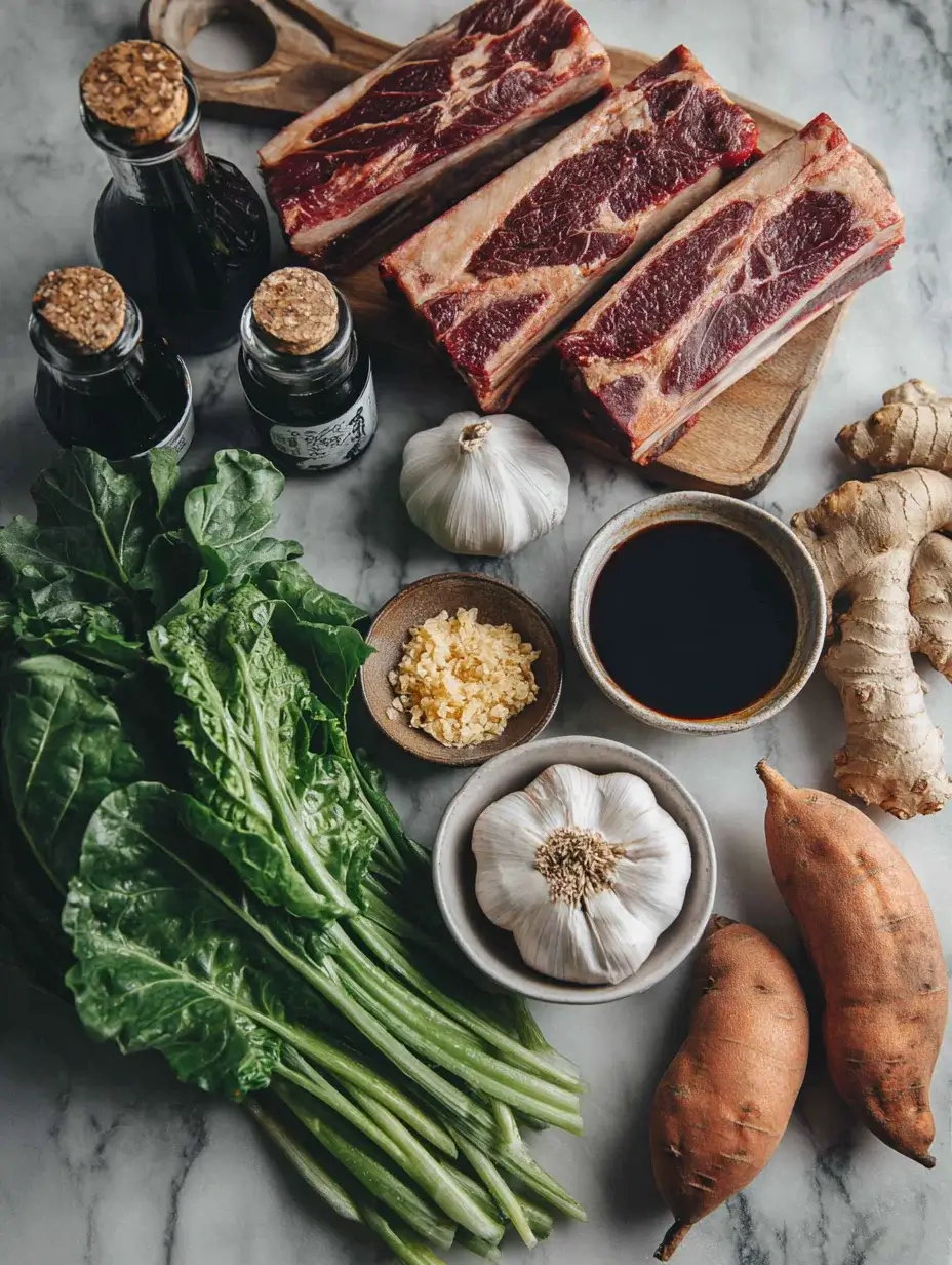 Ingredients for Soy Glazed Ribs Beef recipe.