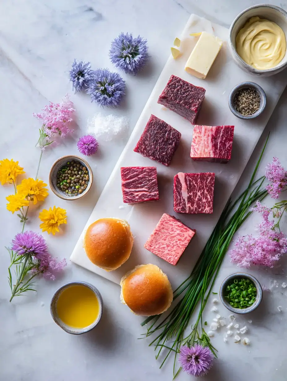 Ingredients for mini brioche with wagyu tartare and truffle aioli
