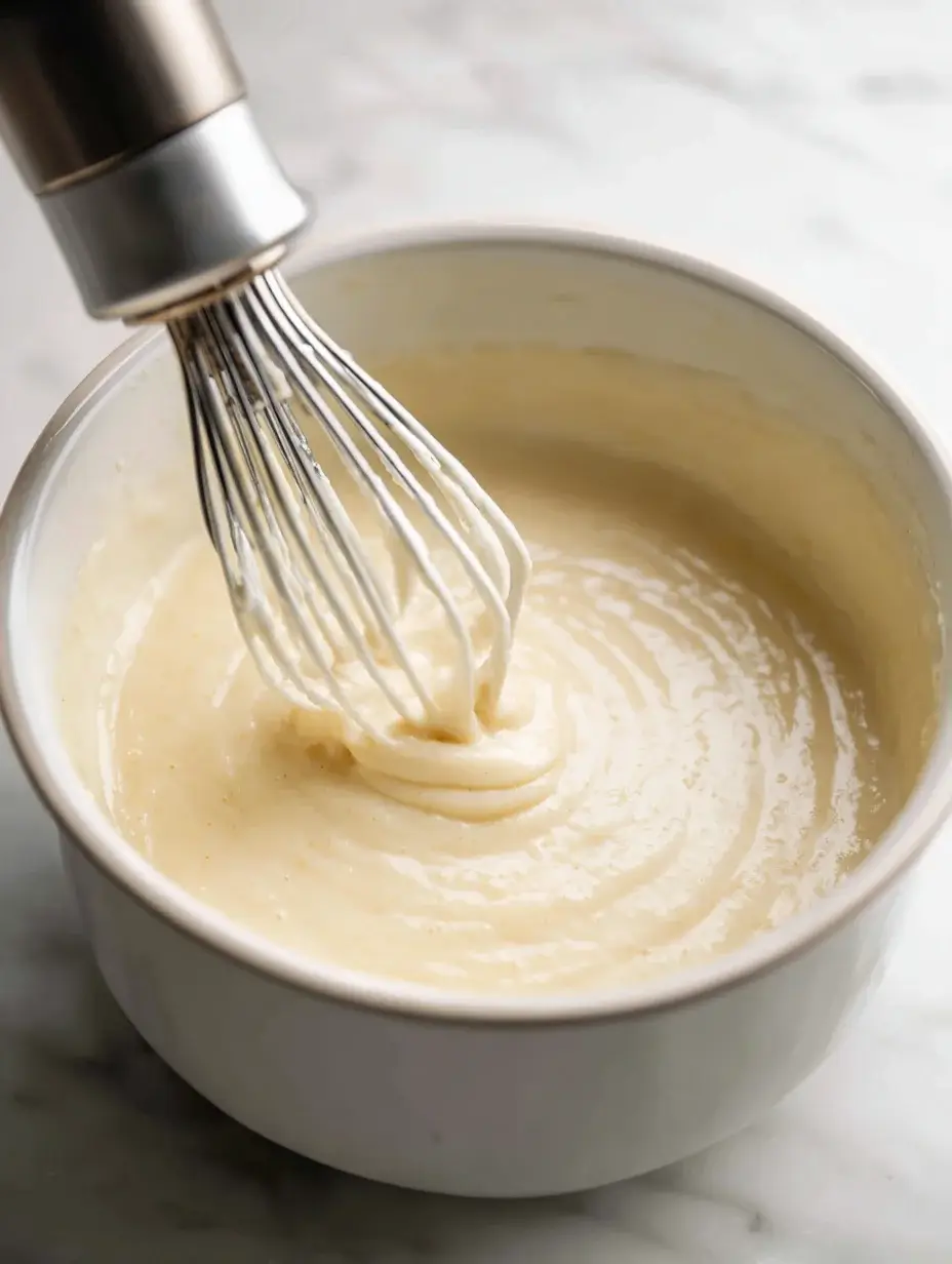 Blending creamy cauliflower soup until smooth and silky.