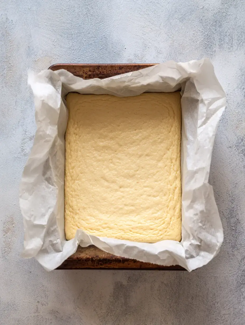 Thin carrot cake layer baked on parchment paper for carrot cake cylinder.