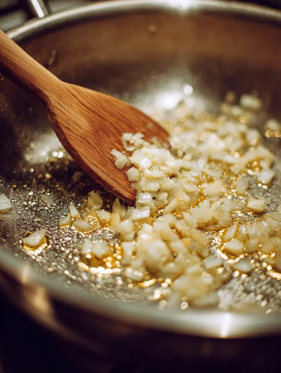 Cooking shallots and garlic in butter for Parmesan Risotto base