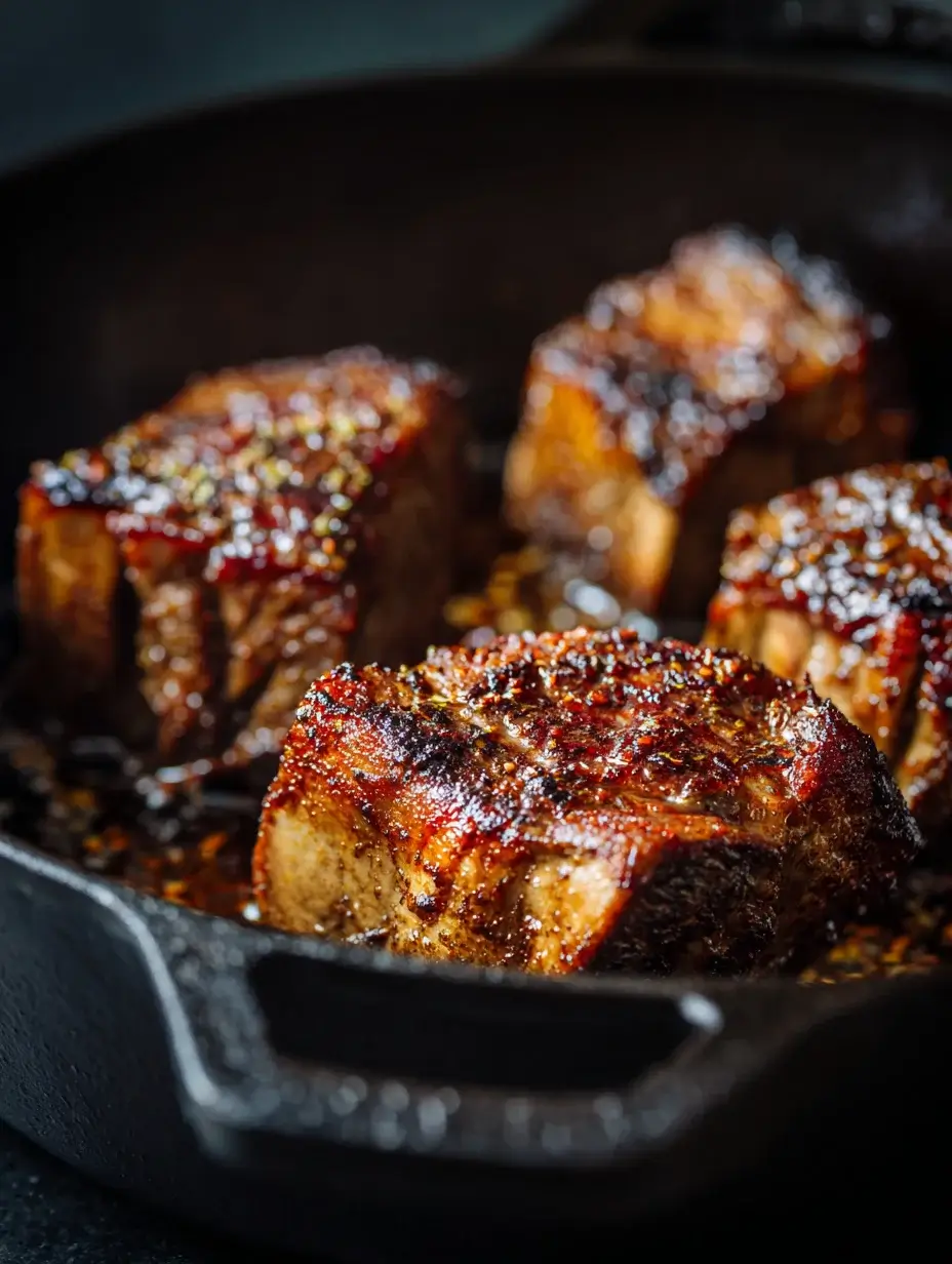 Searing Honey Garlic Short Ribs in a Dutch oven
