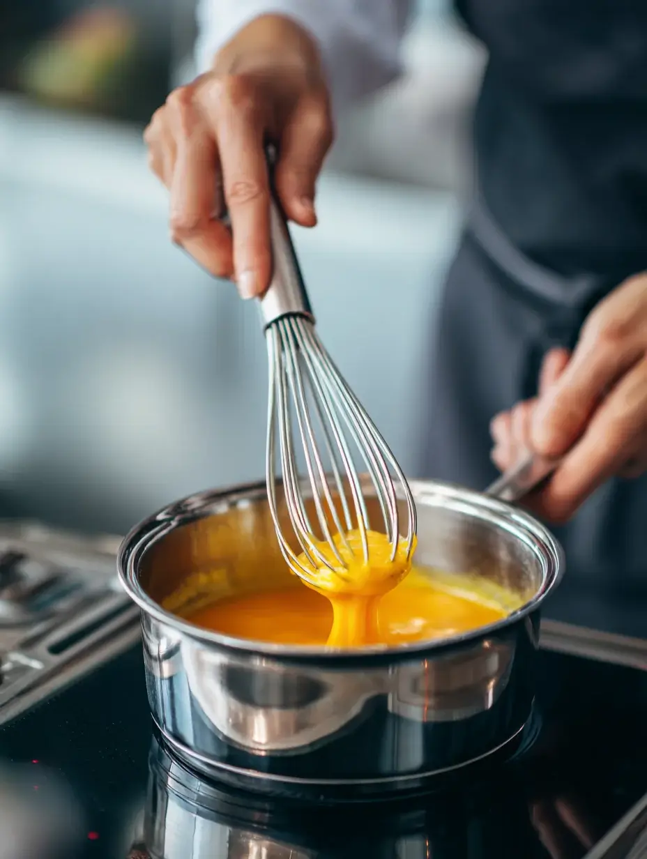 Preparing citrus gel with orange juice and agar-agar.