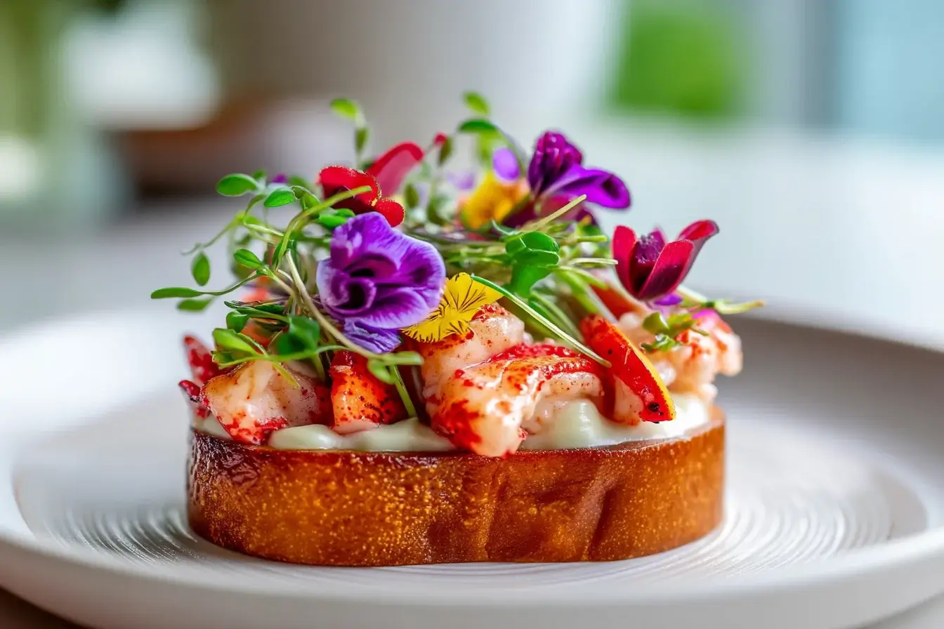 Mini Lobster Brioche with Key Lime Cream and Micro-Greens Bouquet