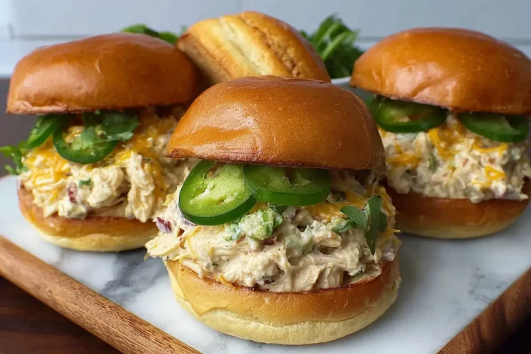 Crockpot Jalapeño Crack Chicken Sandwiches served on brioche buns.